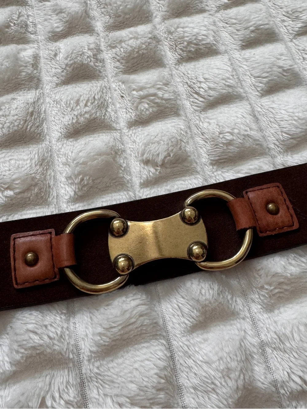 Michael Kors XL Brown Leather Belt with Gold Horsebit Hardware